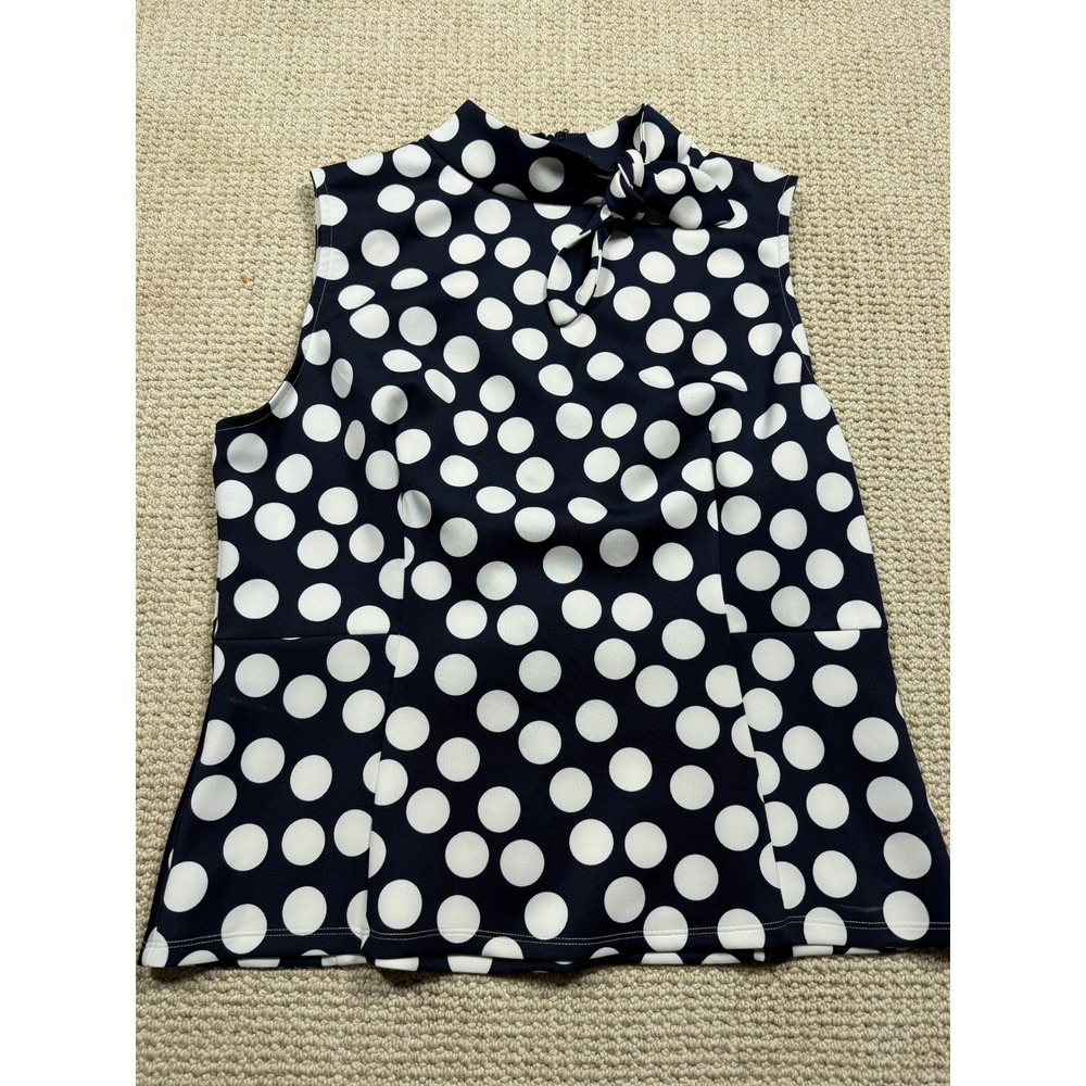 7th Avenue Design Studio New York &‎ Co Tank Top Womens XL Navy Polkadots Blouse